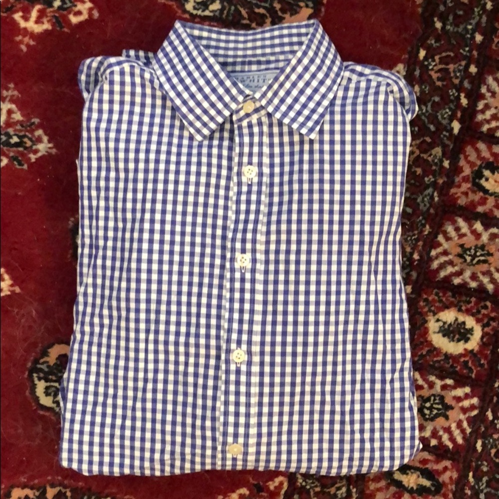 Charles Tyrwhitt blue & white checkered 17 neck